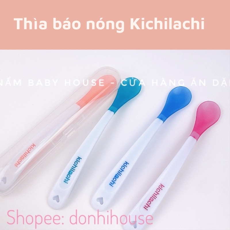 Thìa báo nóng Kichi an toàn cho bé ăn dặm - có hộp đựng