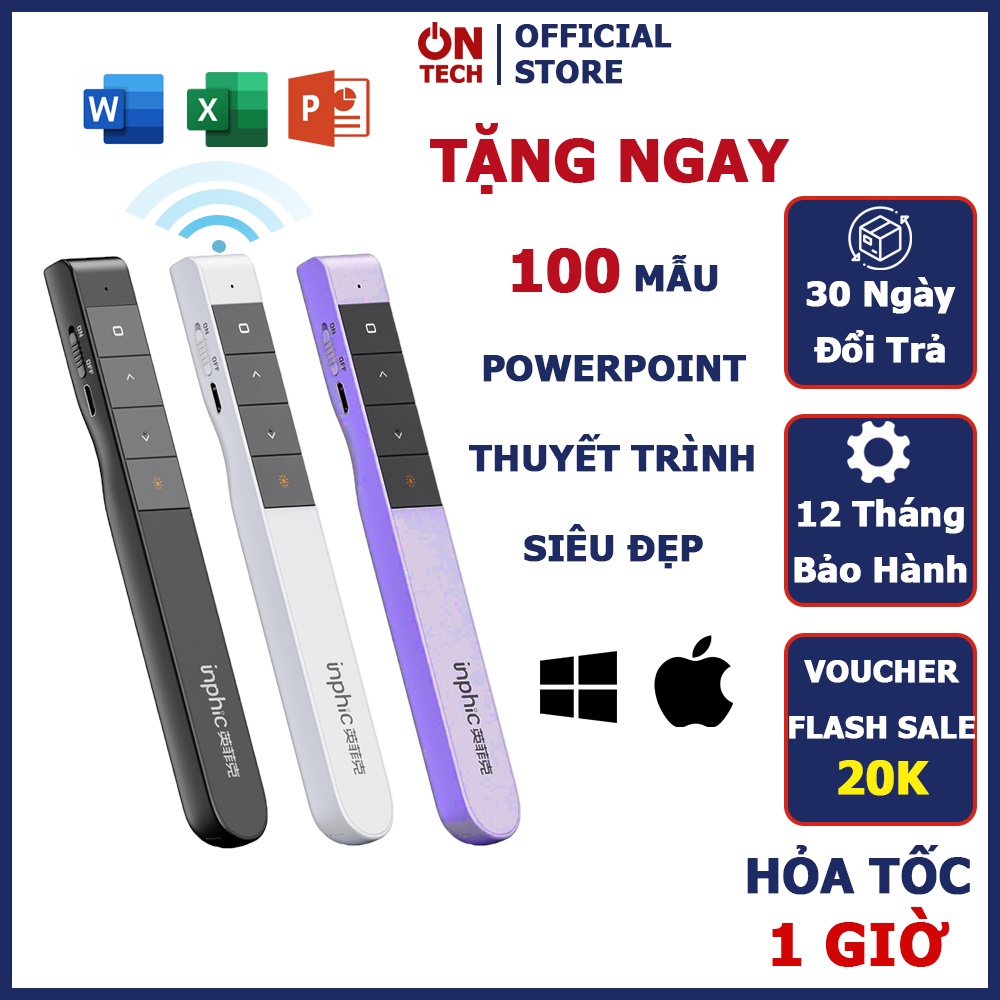 Bút Trình Chiếu Laser Không Dây Thuyết Trình Slide Powerpoint INPHIC PL1 Dùng Pin Sạc Điều Khiển Bằng Phím Đa Chức Năng