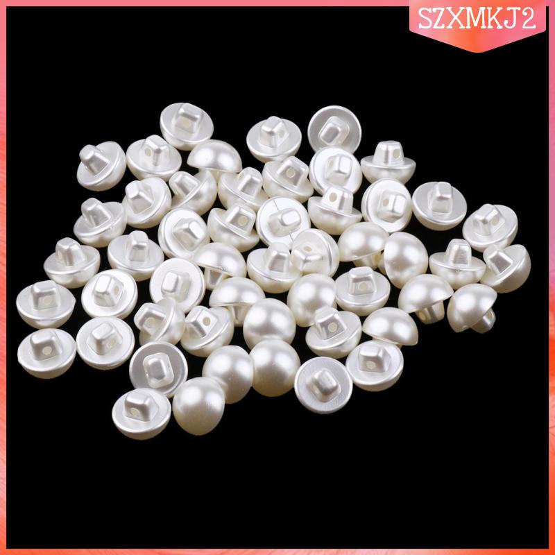 Set 50 Nút Ngọc Trai Nhân Tạo 2 Lỗ 10mm Dùng Trang Trí DIY