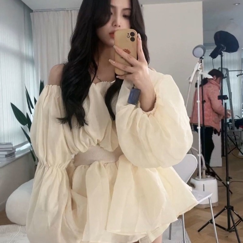 Áo Cổ Lọ Tay Phồng Mỏng Chống Nắng Phong Cách Pháp Thời Trang Xuân Hè Hàng Mới Cho Nữ