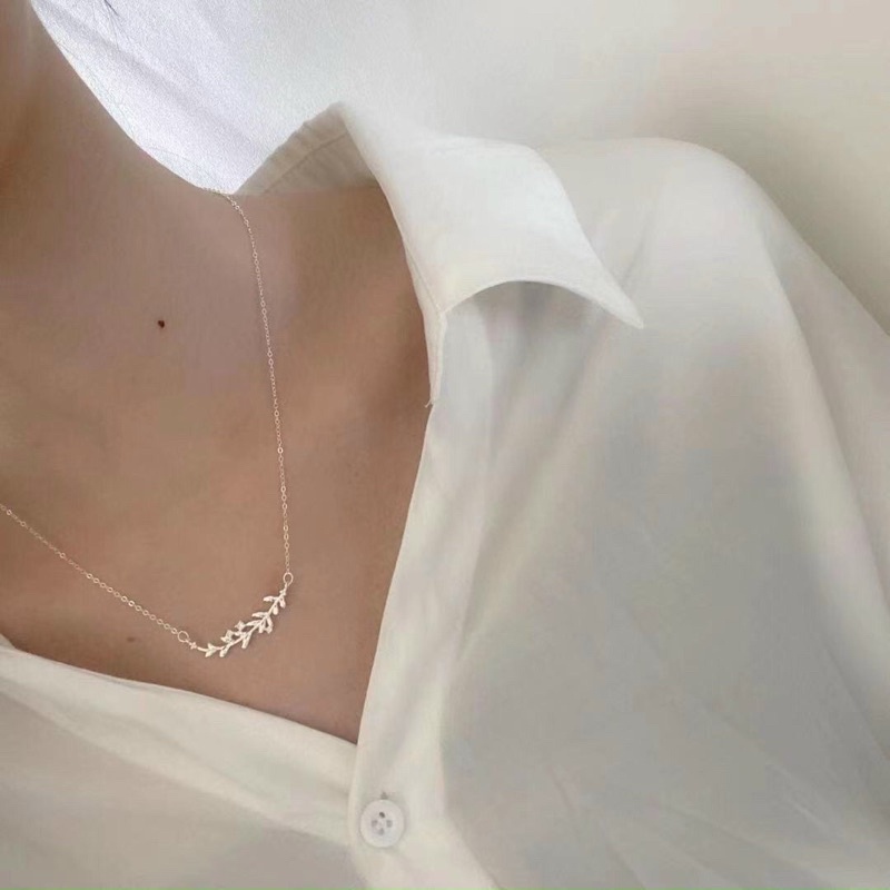 Dây chuyền bạc nữ, vòng cổ nguyệt quế siêu nữ tính có bảo hành