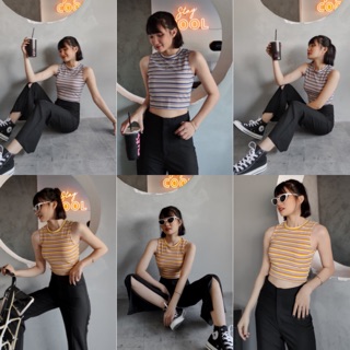 Set đồ ÁO LEEVEE CROPTOP VÀ QUẦN JACKI PANTS thiết kế xẻ tà ( có bán tách lẻ từng sản phẩm