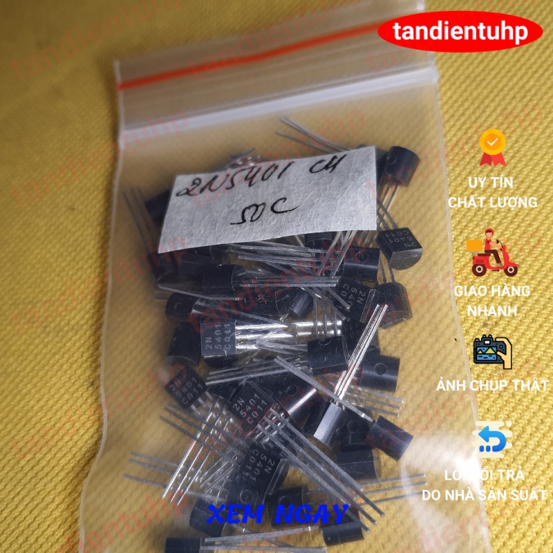 50 CHIẾC 2N5401 TO-92 PNP - 2N5551 TO-92 NPN CHÂN ĐỒNG  / CHÂN SẮT ,150V/0.6A