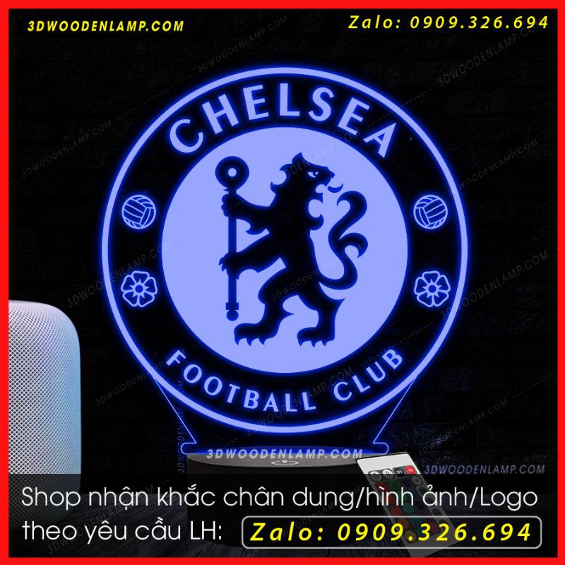 Đèn logo chelsea D070 - Khắc logo công ty - Khắc hình chân dung theo yêu cầu 16 Màu - có remote - Quà tặng công ty