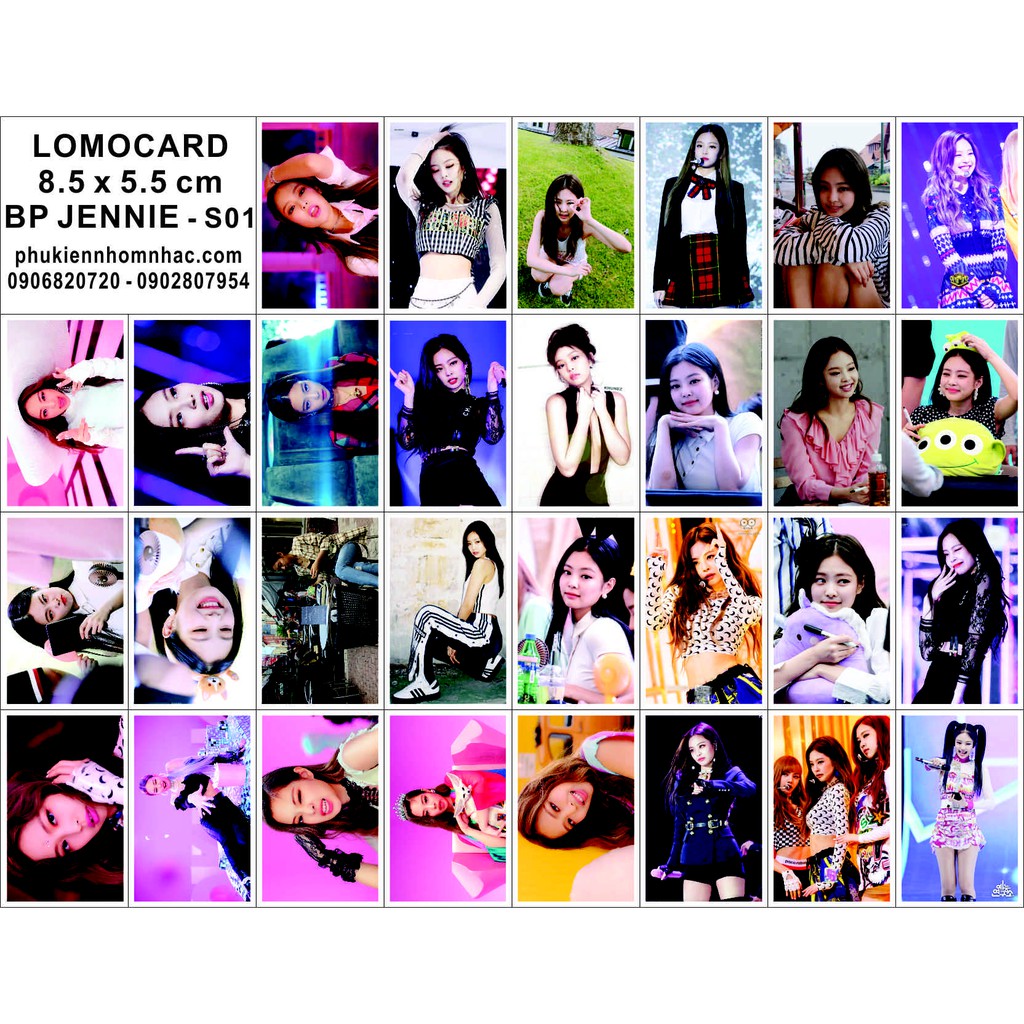 Lomocard hình nhóm BlackPink và thành viên Jennie, Jisoo, Lisa, Rose