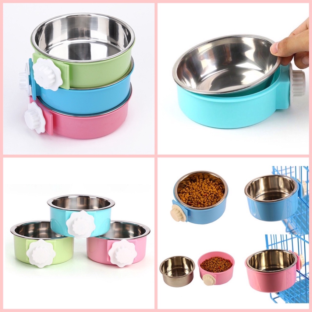 Bộ bát và bình nước treo gắn chuồng chó mèo tự động cao cấp