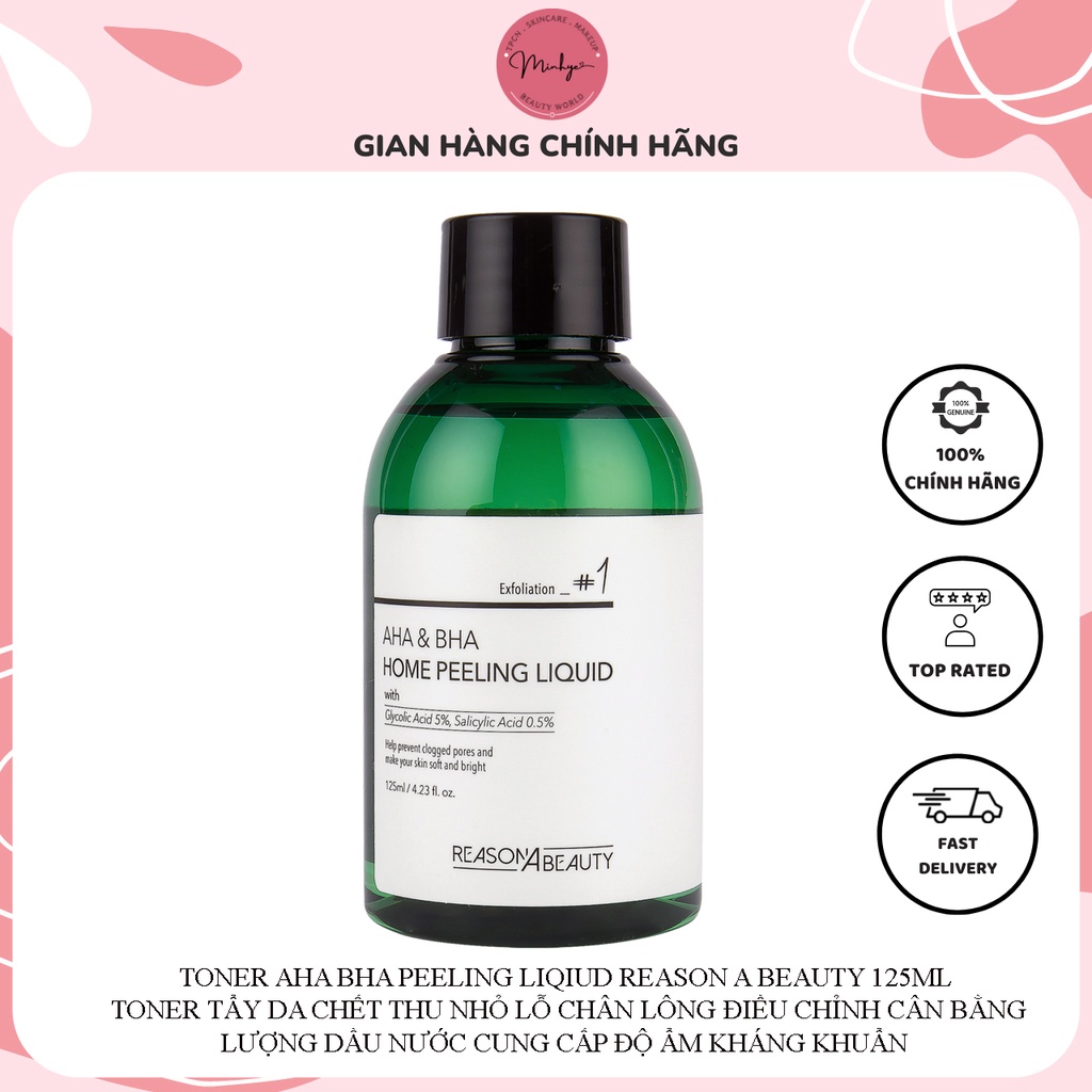 Toner Aha Bha Peeling Liqiud Reason Abeauty, Toner Tẩy Da Chết Thu Nhỏ Lỗ Chân Lông 125Ml