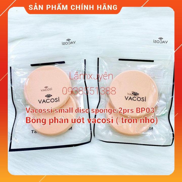 VACOSI SMALL DISC SPONGE _2PCS BP03 -Bông phấn ướt tròn nhỏ ( bịch 2 miếng)  bông phấn mềm mịn,dễ tán tiện lợi