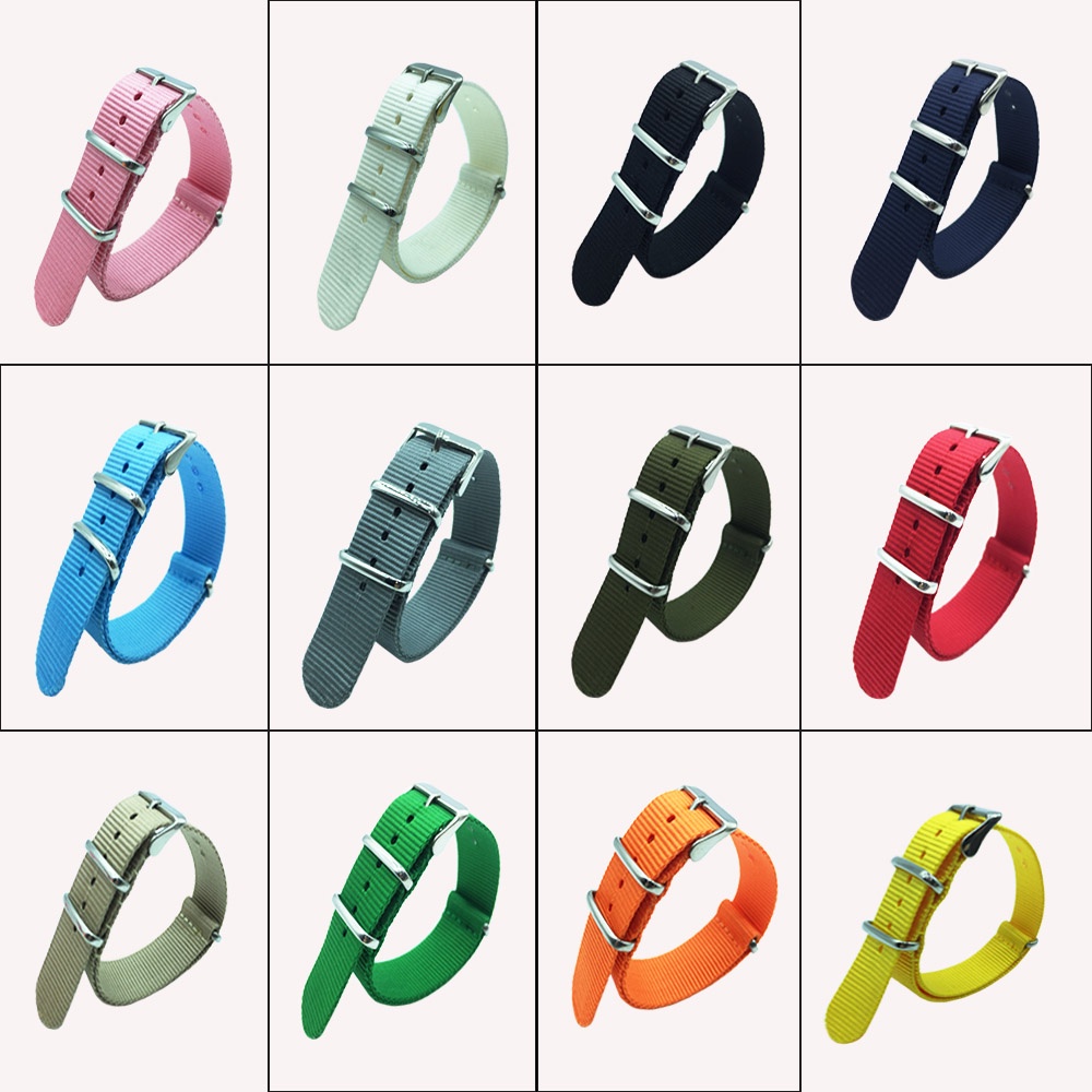 Dây Đeo Đồng Hồ Bằng Nylon Họa Tiết Sọc Trắng Đen 18mm 20mm 22mm