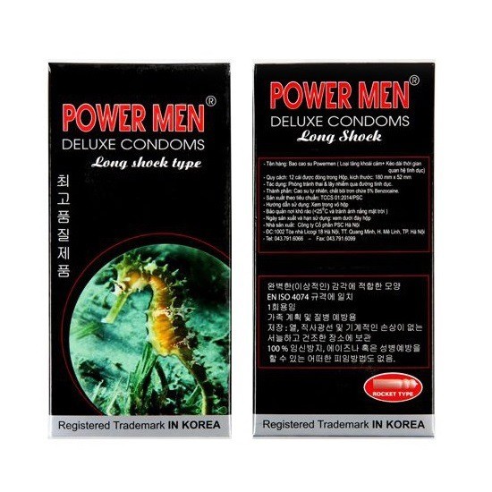 [Combo 2 Hôp] Bao Cao Su Power Men Cá Ngựa Siêu Kéo Dài Thời Gian & Bcs Siêu Mỏng Cho Cảm Giác Chân Thực (Hộp 12c)