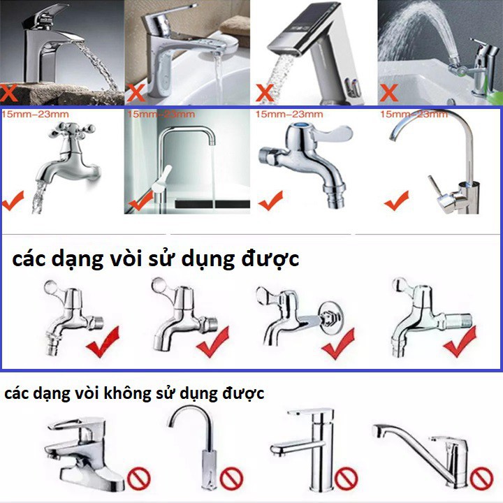 1 Đầu Nối Vòi Nước Đa Năng Cho Vòi Hoa Sen Vòi Nước Bị Mòn Ren Xoáy Phi 14 - 24mm (Kèm Đai Siết)