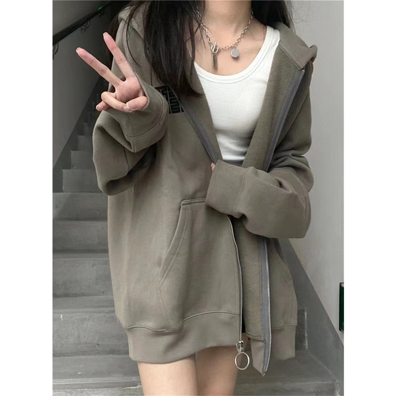 Áo Hoodie Hai Lớp In Họa Tiết Thời Trang Thu Đông Hàn Quốc Cho Nữ