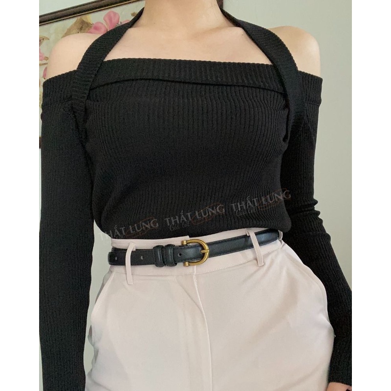 Thắt lưng nữ bản nhỏ Ulzzang mặt chữ C màu vàng đồng bản 1.8cm  TL091 - Thắt Lưng Giá Tốt