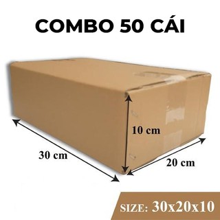 Combo 50 cái Hộp giấy carton 3 lớp sóng 30x20x10, chất lượng cao , chuyên dụng đóng hàng cứng cáp