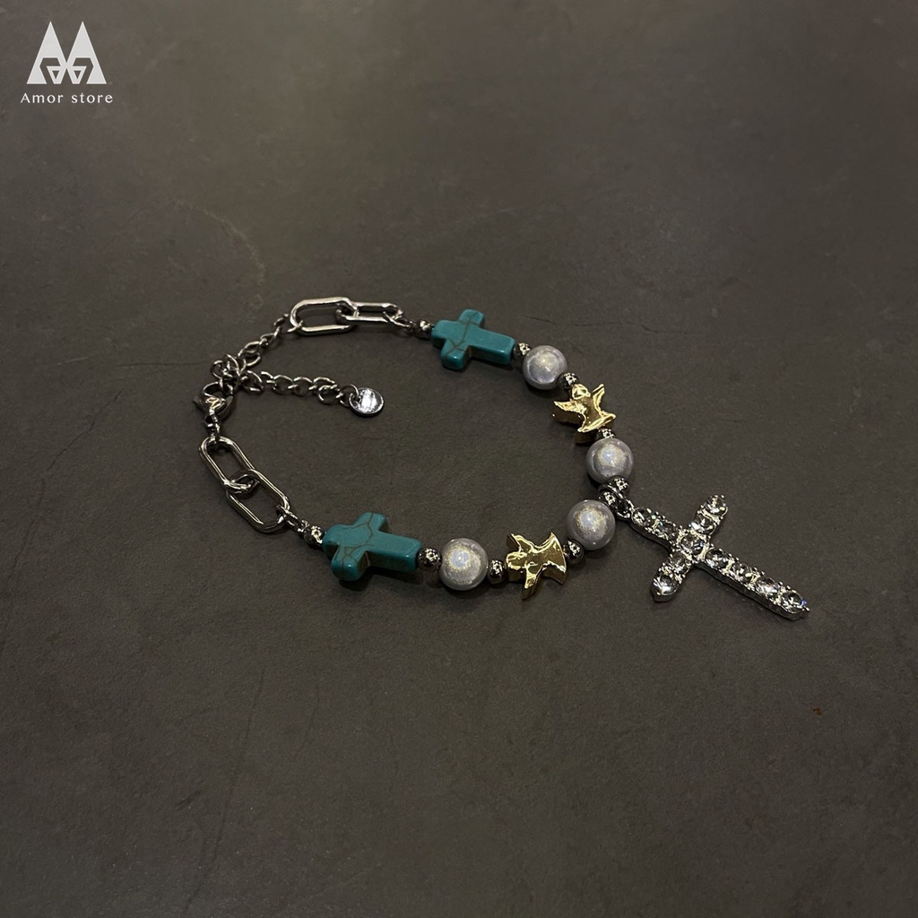 Vòng cổ Thép Titan Mặt Thánh Giá Phong Cách hip hop Unisex