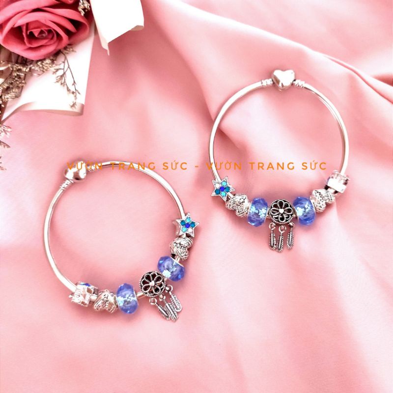 vòng tay nữ bạc Thái - Lắc tay nữ bạc Thái charm Dreca phong cách cổ điển, thanh lịch Vườn Trang Sức VTSVT00196