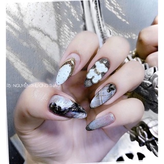 Phụ kiện charm gấu lụa nail nhiều màu