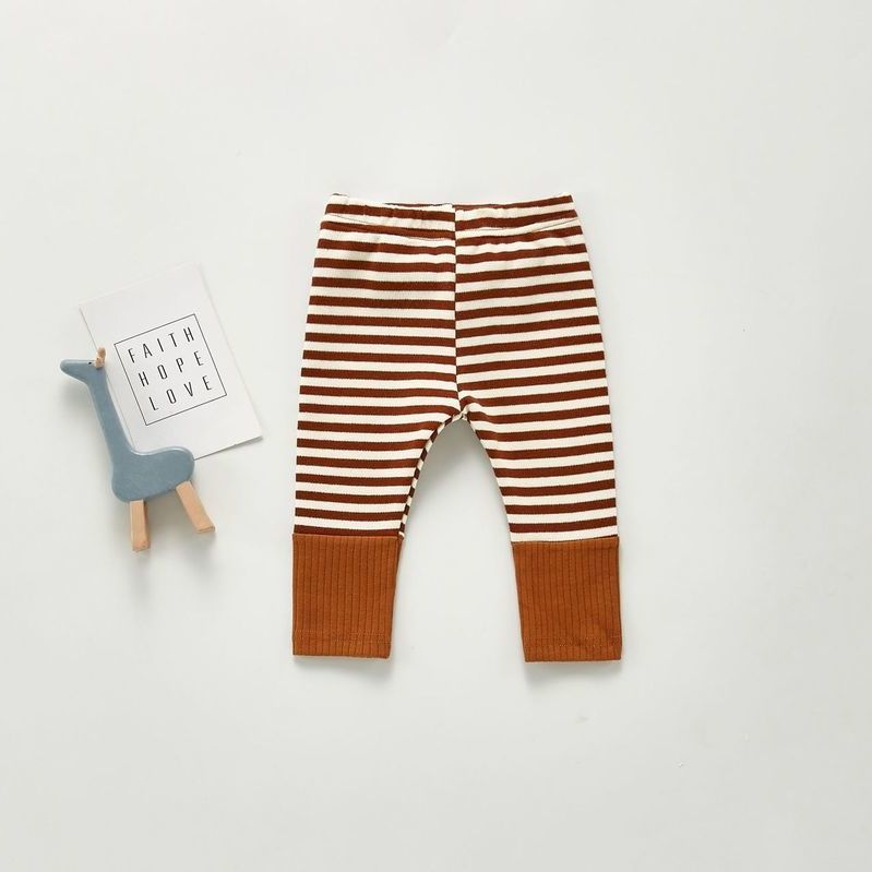 Quần legging cotton họa tiết kẻ sọc ngang xinh xắn cho bé gái 0-24 tháng tuổi