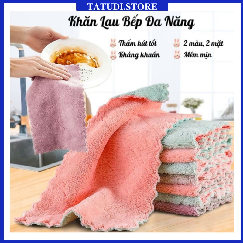 ( Set 5 cái) Khăn lau bếp đa năng 2 mặt siêu thấm siêu mềm mịn