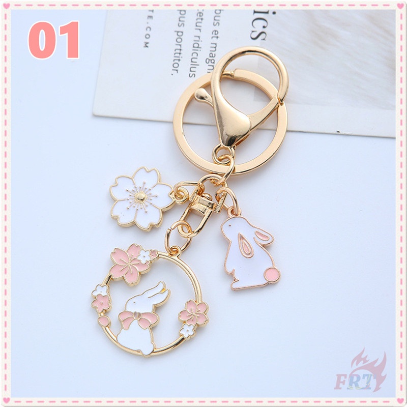 Móc khóa trang trí túi xác hình thỏ hoa đào 5 kiểu tùy chọn dễ thương