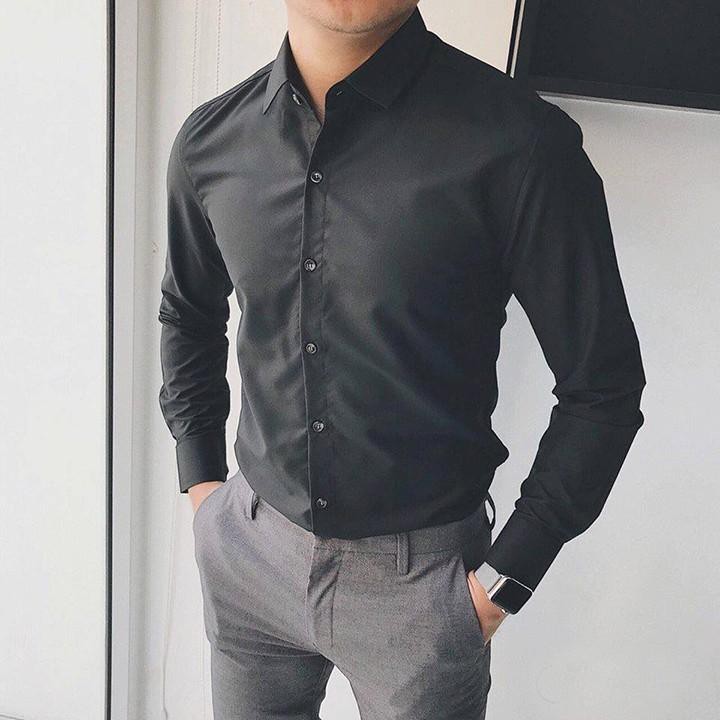 Áo sơ mi nam dài tay Gavin cổ bẻ, áo sơ mi trắng vải lụa nến không nhăn không xù | BigBuy360 - bigbuy360.vn