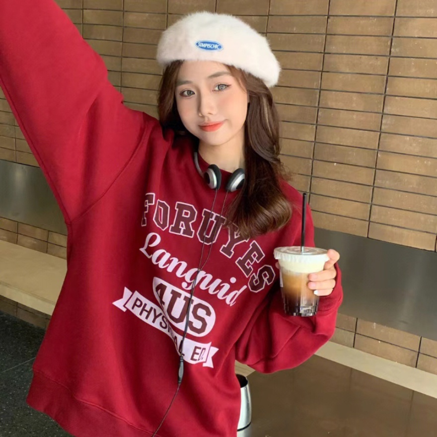 NRVP Mới Áo Thun Tay Dài Dáng Rộng In Chữ Phong Cách Hàn Quốc 2023