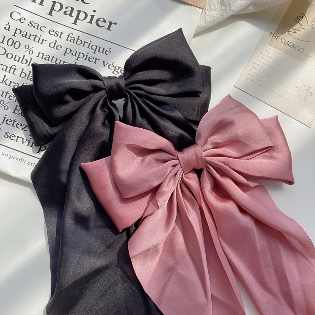 Kẹp tóc Retro Big Bow tóc Clip trở lại đầu tóc sửa chữa Clip Ins màu đen và màu đỏ khí mùa xuân Clip Mũ kẹp tóc