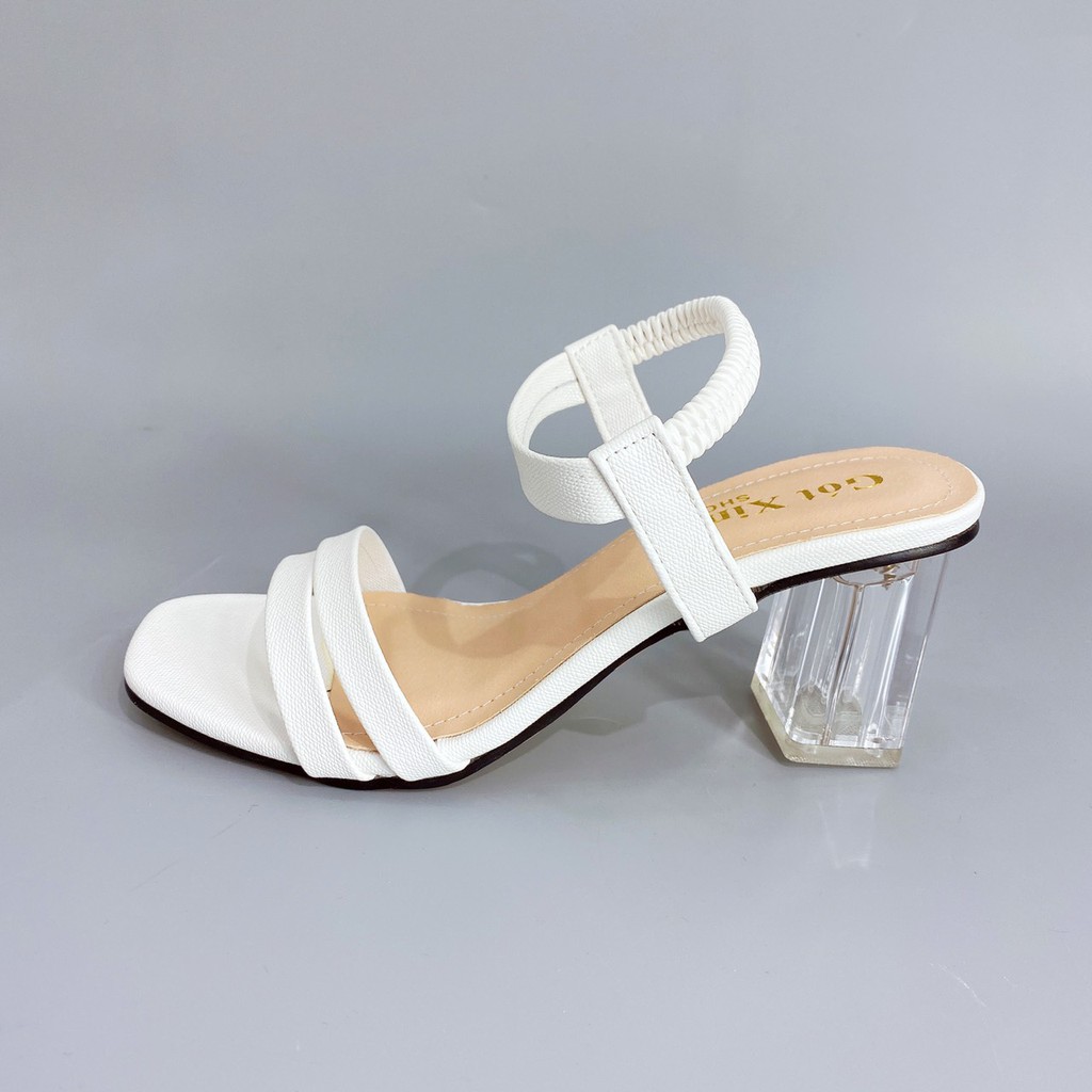 Sandal cao gót nữ GÓT XINH GD19 quai ngang da mềm đế trụ mika trong cao 5cm