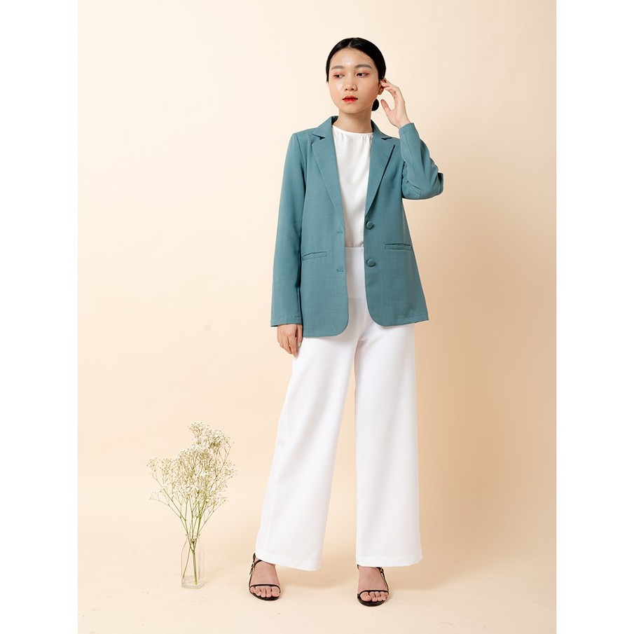 Áo vest blazer nữ KHÀN màu xanh lơ áo khoác công sở tay dài 1 lớp phong cách Hàn Quốc | BigBuy360 - bigbuy360.vn