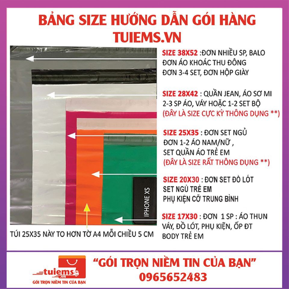 50 Túi Đóng Gói Hàng Tự Dính Size 28x42cm Thông Dụng Cho Đơn 2-3 Bộ Đồ, Sơ Mi