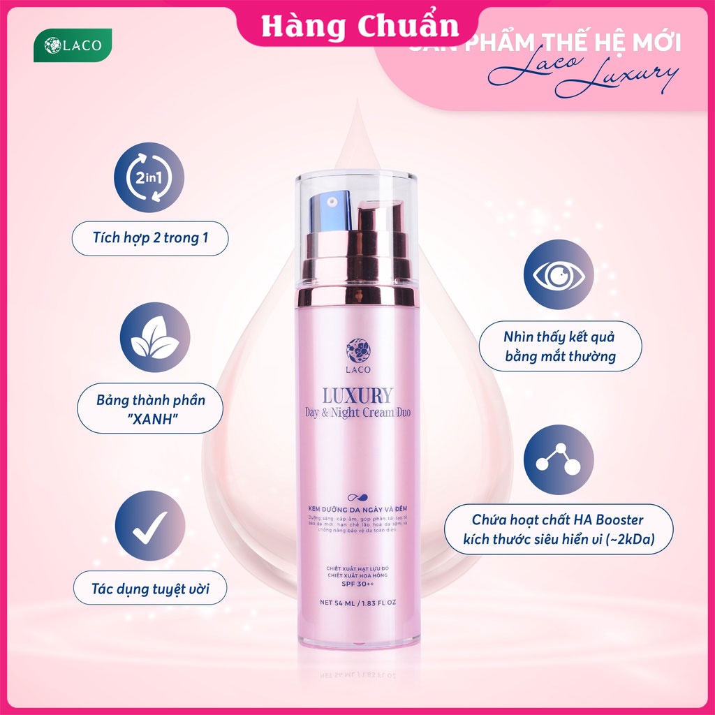 Hàng Chuẩn - Combo Kem dưỡng da ban ngày Laco Luxury và Kem đêm Laco Chính hãng