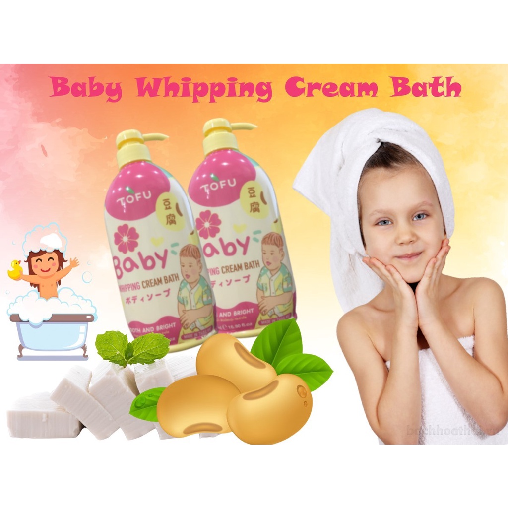 Chai kem tắm cho trẻ em Tofu Baby Whipping Cream Bath Thái Lan