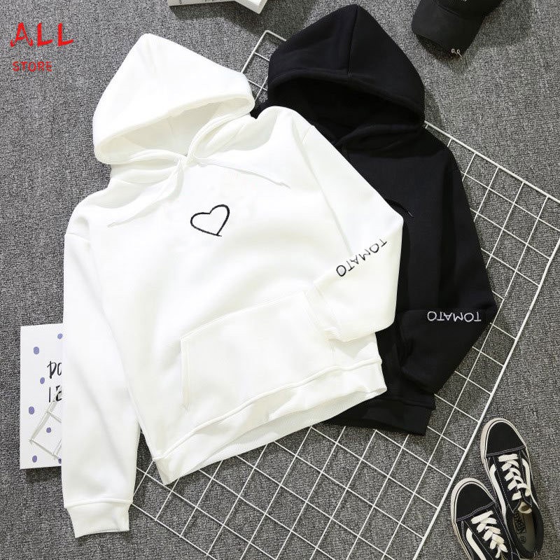 1 Áo Hoodies Tay Dài Hoạ Tiết Trái Tim Thời Trang Mùa Thu