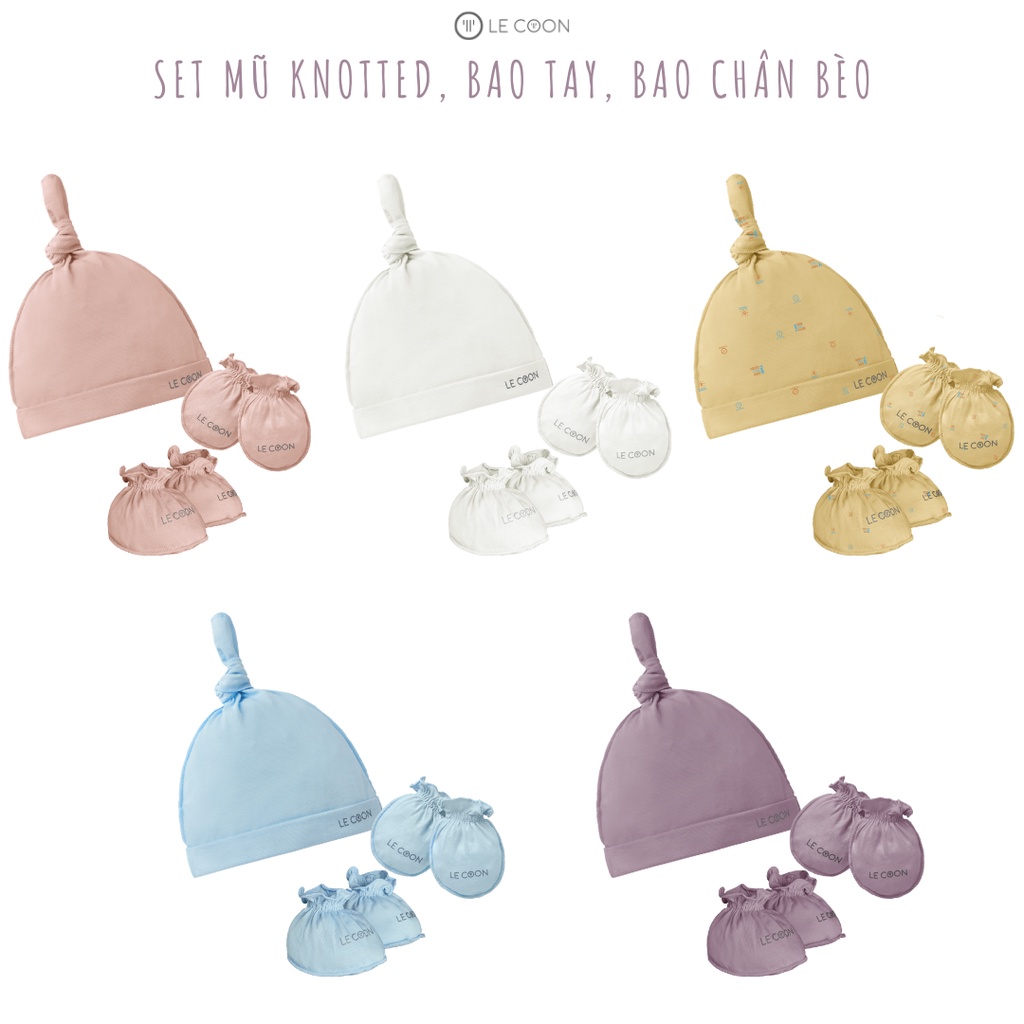  LE COON | Mũ Knotted, Bao Tay, Bao Chân bèo | COOL | Newborn