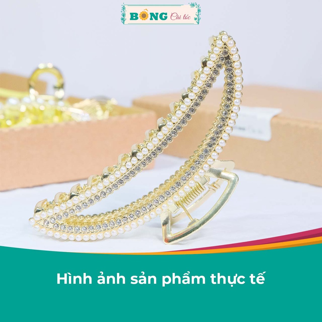 Kẹp tóc kim loại đính đá hình bán nguyệt phong cách Hàn Quốc kích thước 11cm KKL40 - kẹp tóc BÔNG Cài Tóc