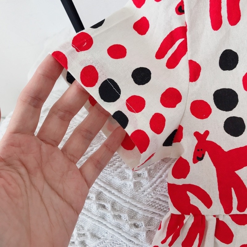 Đầm Công Chúa Tay Ngắn Họa Tiết Chấm Bi Thời Trang Hàn Quốc Cho Bé Gái