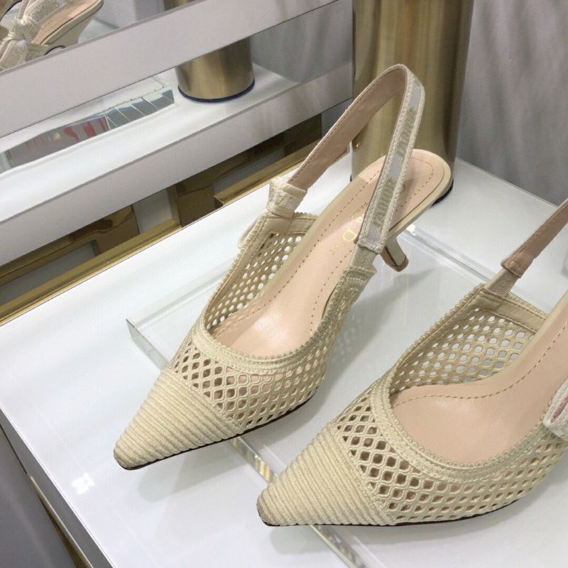 Cao gót lưới lót da bê cao cấp hàng thiết kế DIOR 2021CD 6.5cm