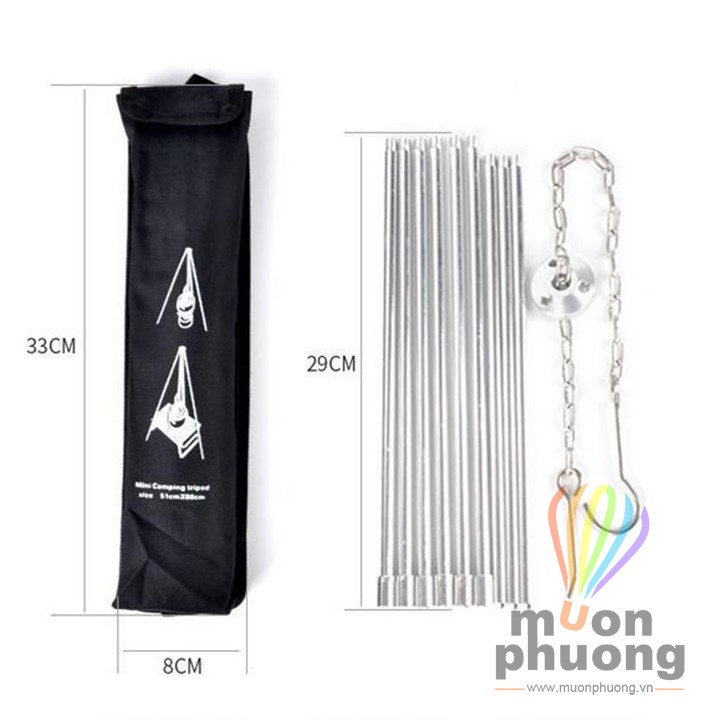 [FRSHIP 30K] Giá 3 chân tripod treo nồi nấu ăn cắm trại dã ngoại - MUÔN PHƯƠNG SHOP