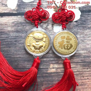 Dây treo đồng xu Mèo Thần Tài vàng may mắn, trang trí trong nhà, nơi làm việc-TMT Collection - SP005086