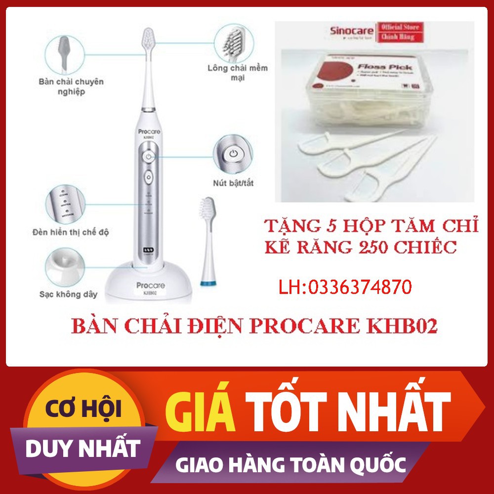 [CÓ QUÀ TẶNG] Bàn chải điện procare KHB02 + Tặng 5 Hộp Tăm Chỉ Kẽ Răng