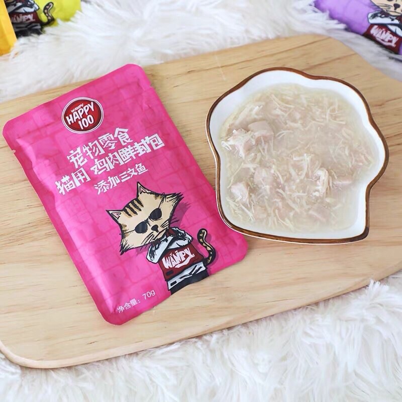 Pate cho mèo wanpy happy 100 gói 70gr - thức ăn cho mèo dạng soup - ảnh sản phẩm 7