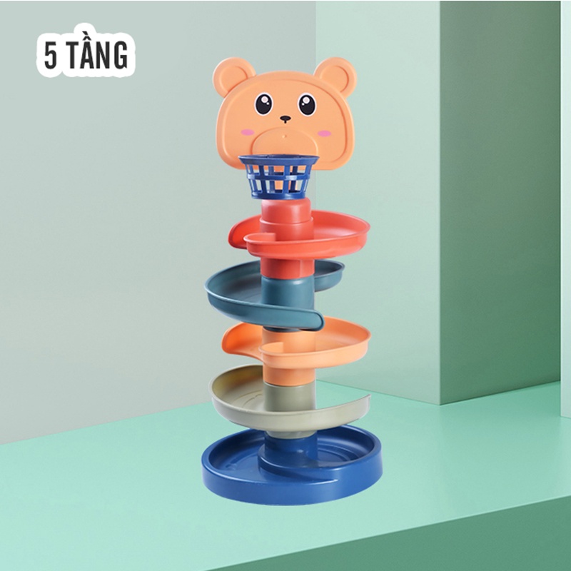 Thả bóng xoay tròn, đồ chơi cầu trượt thả bóng xoay tròn đồ chơi vận động cho bé