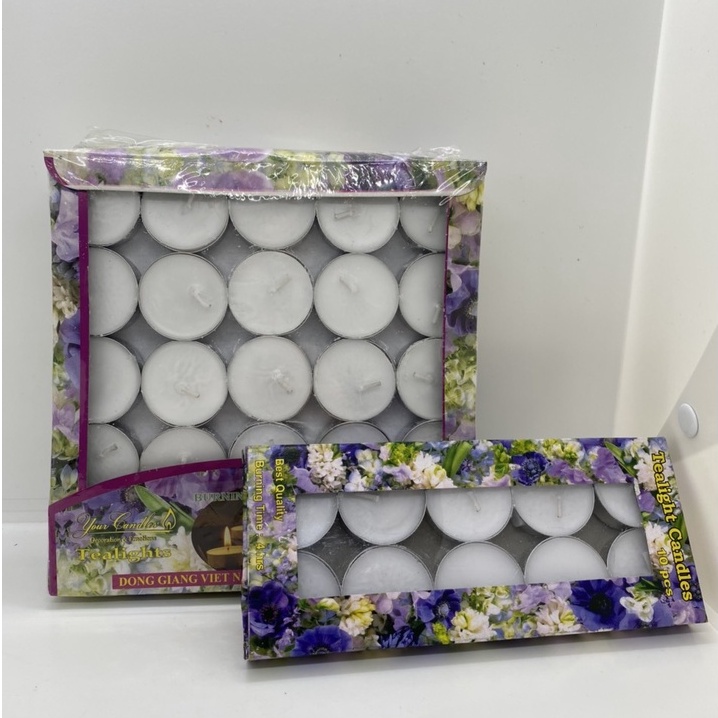 Nến tealight bơ cao cấp cháy chuẩn 4 tiếng không khói không màu  không mùi an toàn trang trí thắp hương pha trà