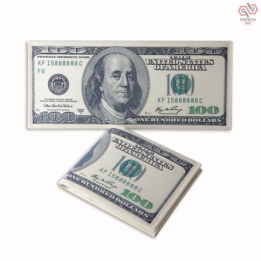 Dollars Euro Pounds Canvas Wallet Bill Design Men's Billfold Wallets Fashion Card Holder