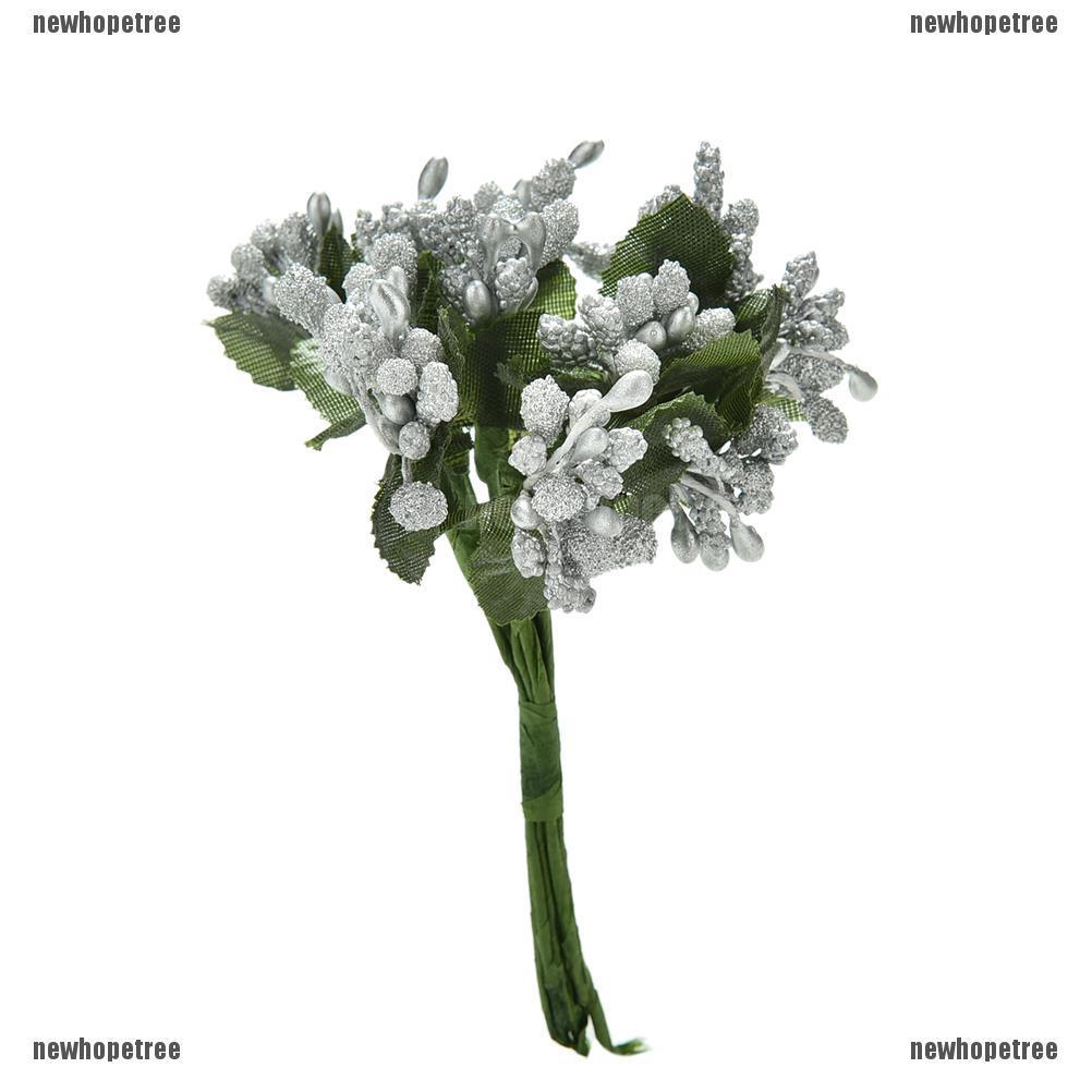 12 cành hoa hồng giả bằng lụa nhiều màu sắc