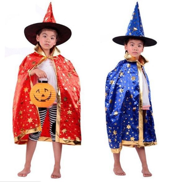 Bộ hoá trang phù thủy, áo choàng, nón, gậy........