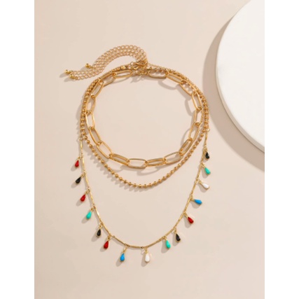 Bộ vòng cổ hình giọt nước nhiều màu