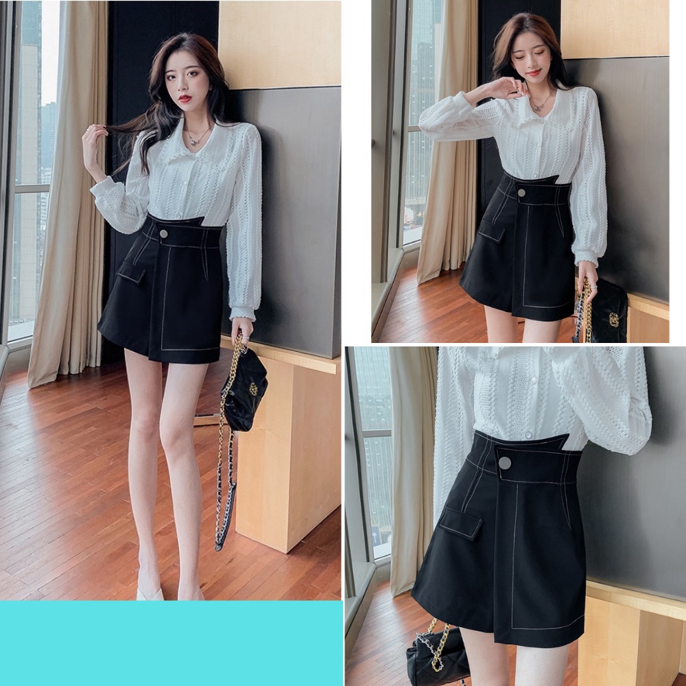 Chân váy nữ, chân váy nữ kaki dày dặn phối chỉ trắng đủ size S M L SKUCV-03B