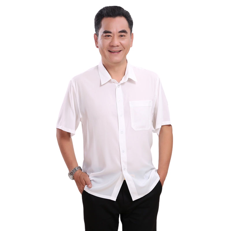 Áo sơ mi nam trung niên THÁI KHANG vải lụa co giãn form classic AHOP11