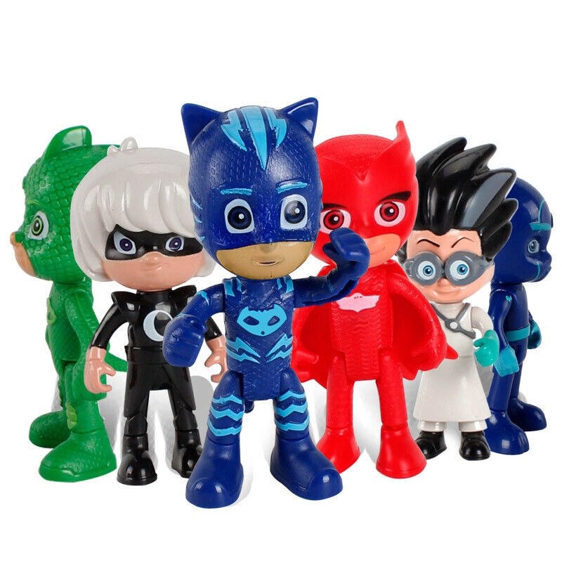 Mới Set 6 Mô Hình Nhân Vật Phim Hoạt Hình Pj Masks Bằng Pvc